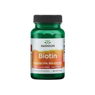 مکمل بیوتین ده‌هزار میکروگرم Swanson برای تقویت رشد مو و ناخن